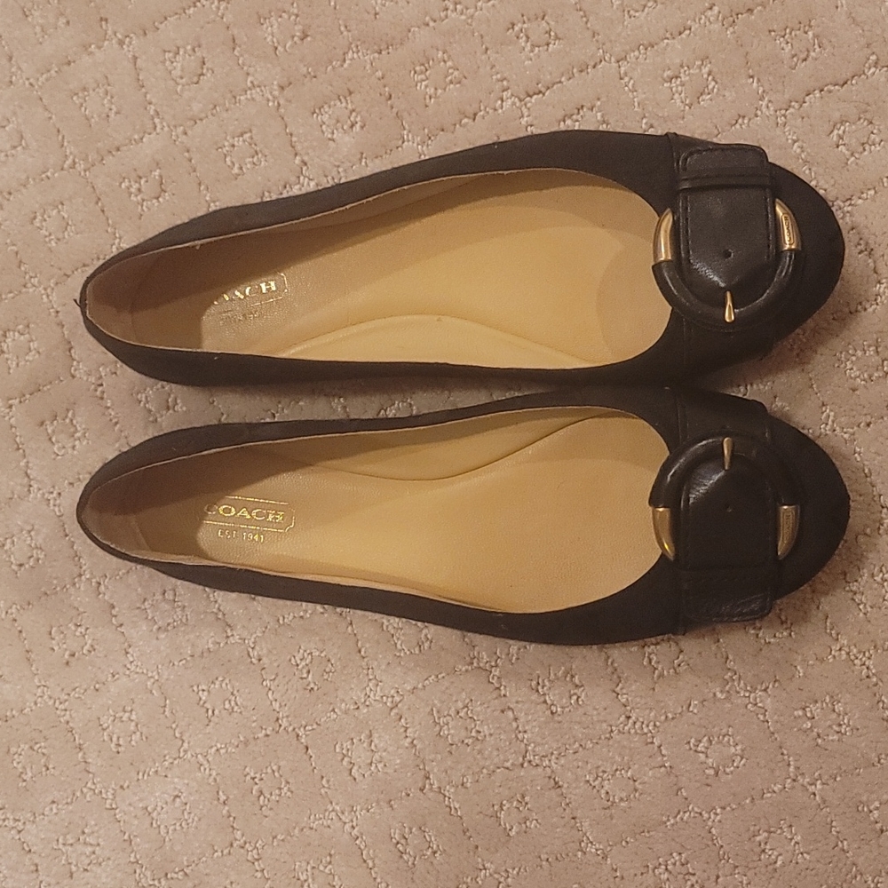 Coach Amelia black buckle flats 9.5, fits like a 10.